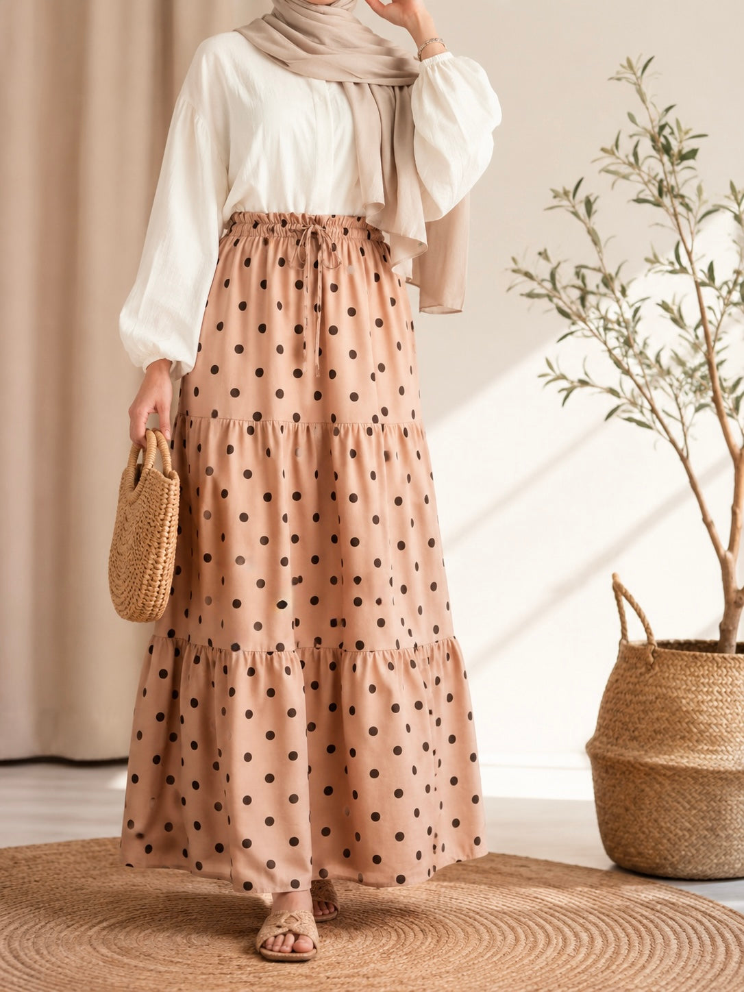 Polka dot maxi skirt