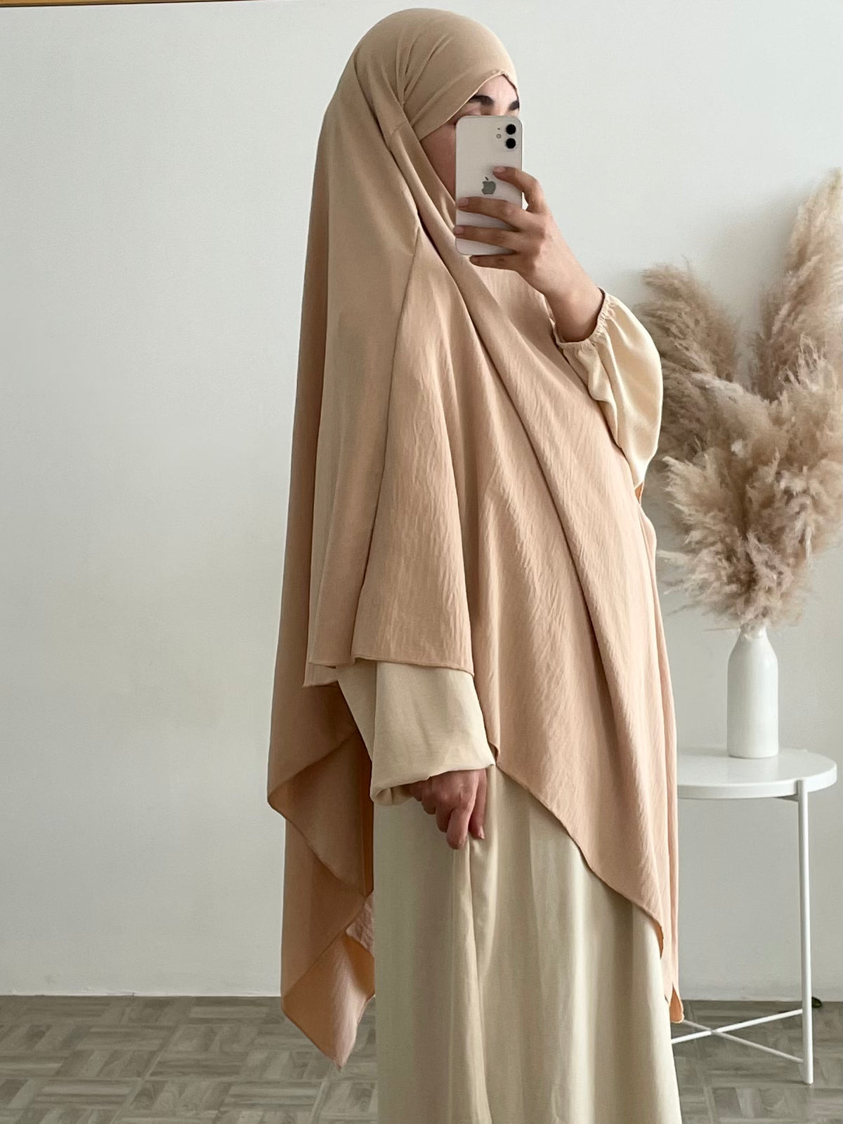 Beige long jazz khimar