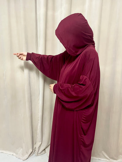 Oversized abaya with integrated hijab and hood