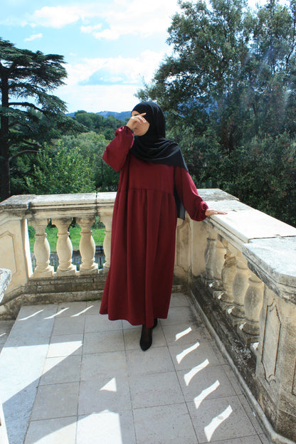 Burgundy Winter Abaya