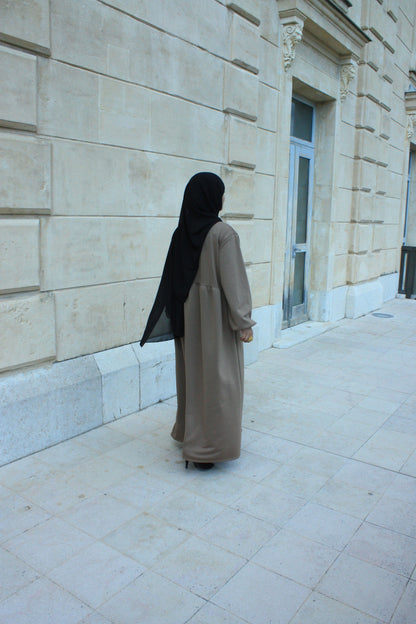 Taupe winter abaya