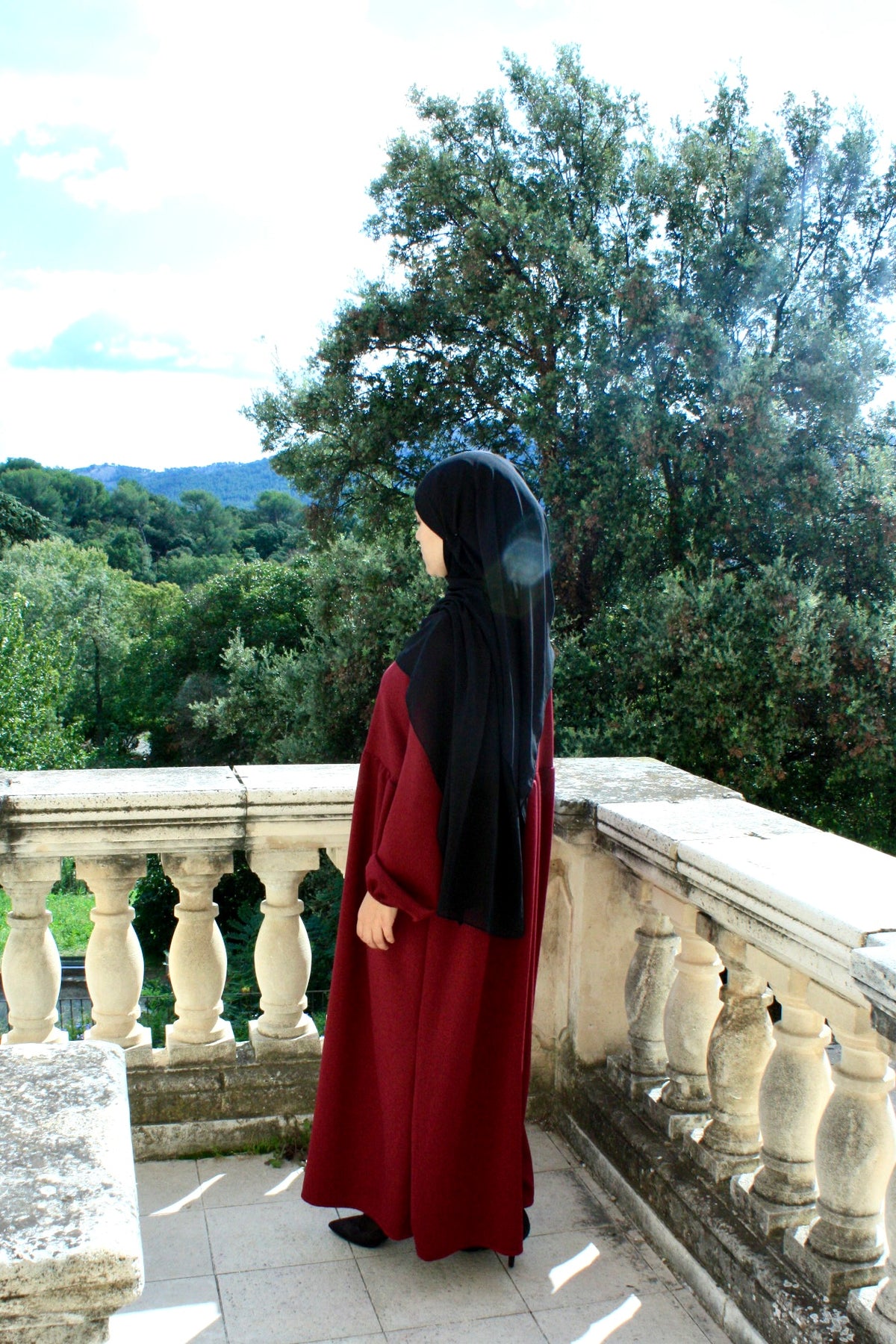 Burgundy Winter Abaya