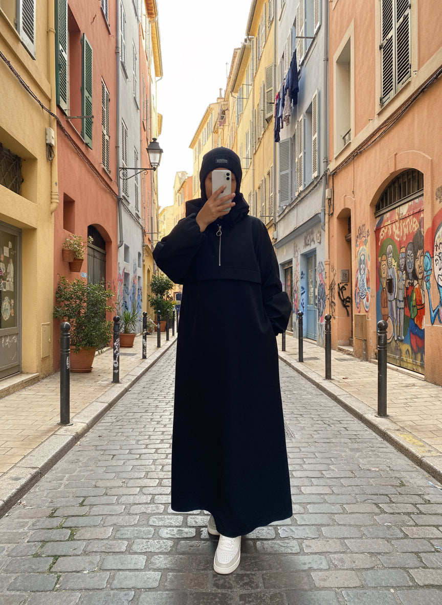 Abaya trenchy noir