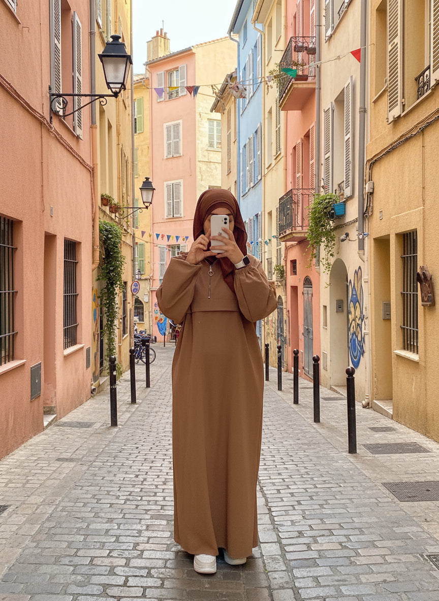 Abaya trenchy camel