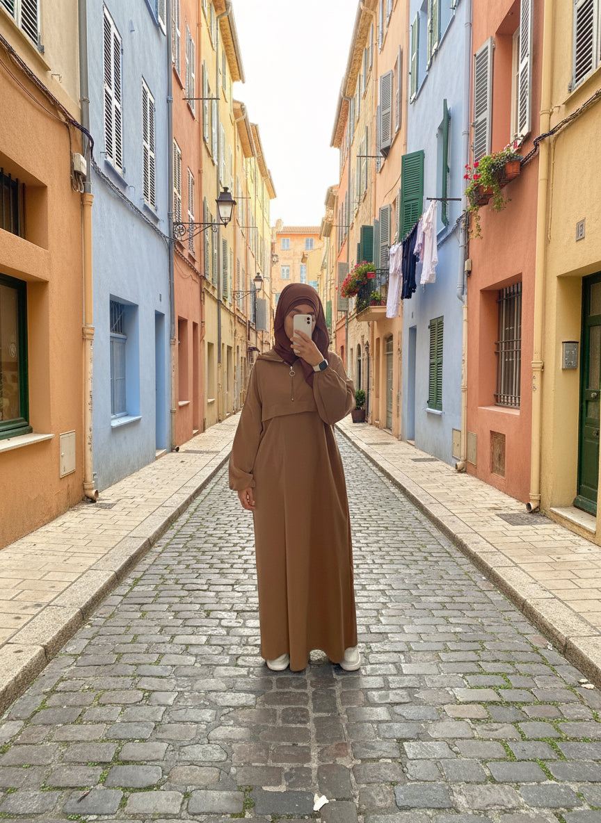 Abaya trenchy camel