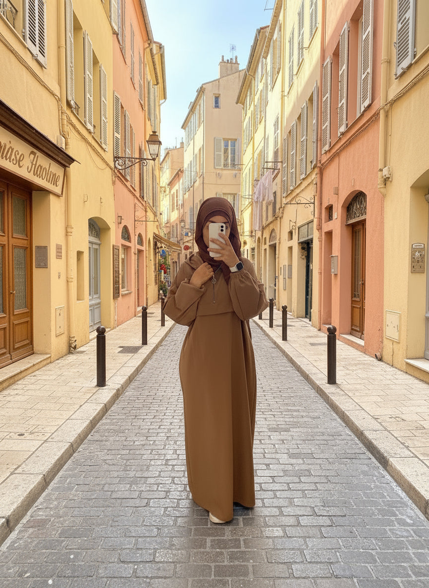 Abaya trenchy camel
