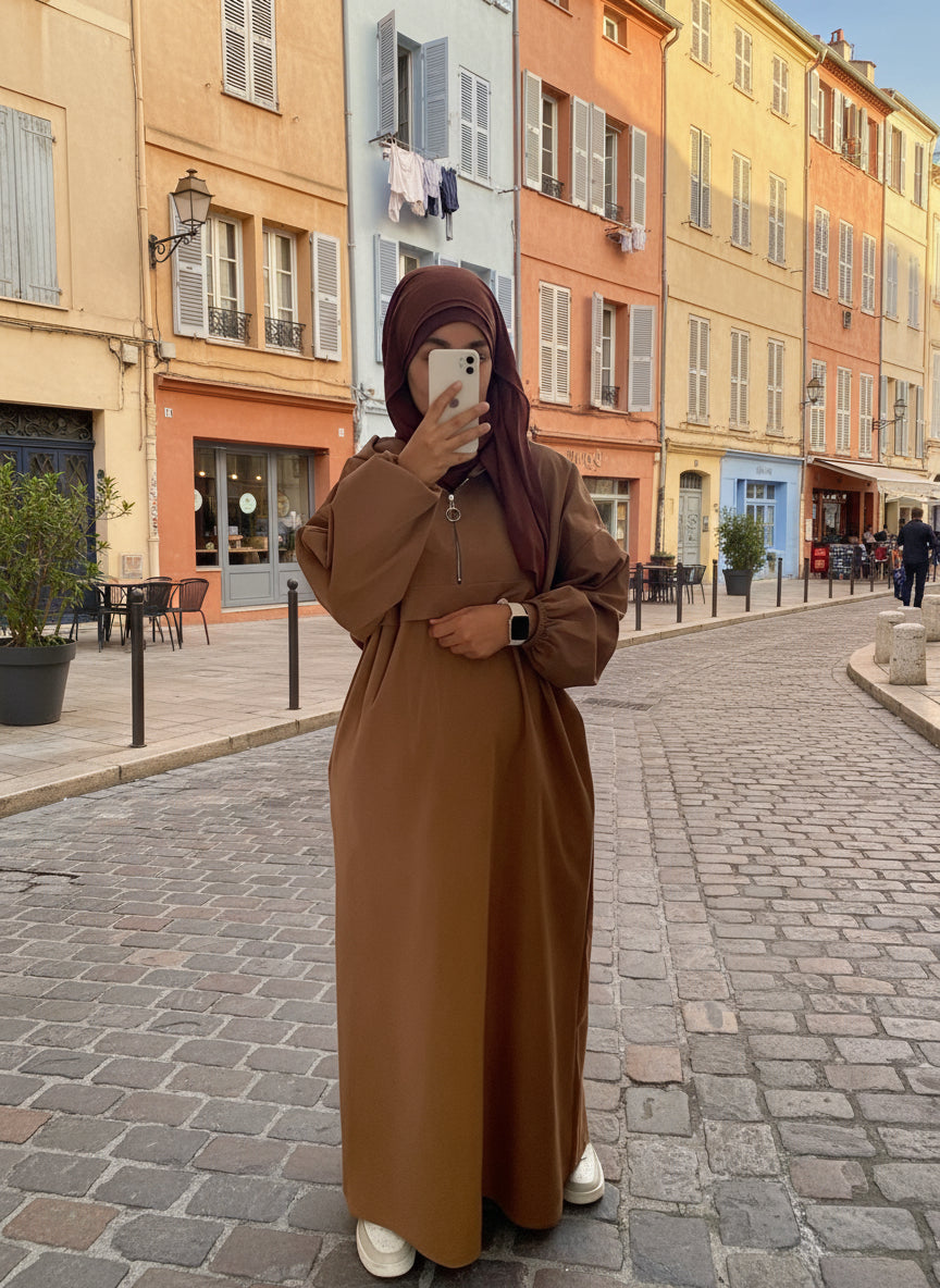Abaya trenchy camel