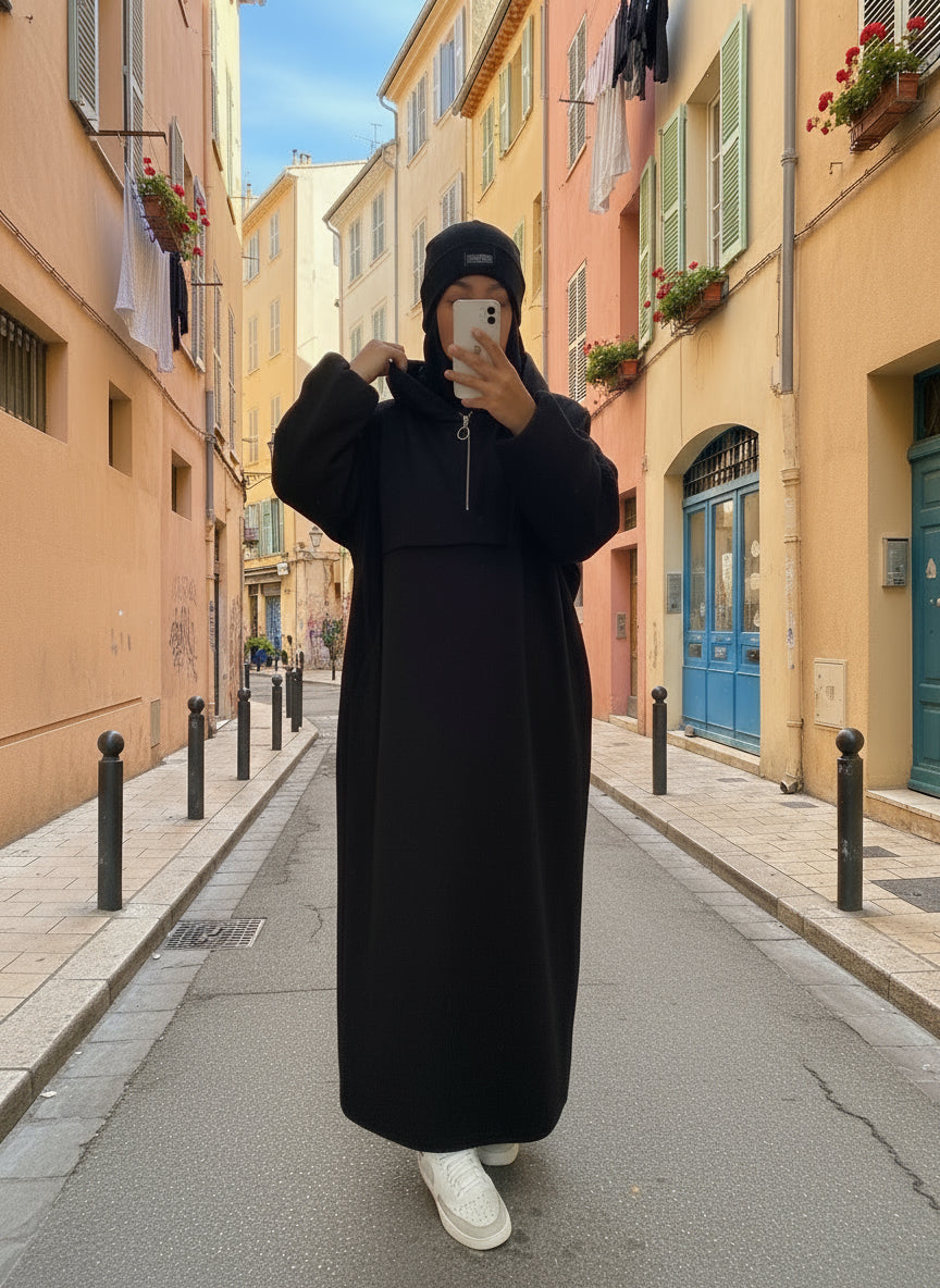 Abaya trenchy noir