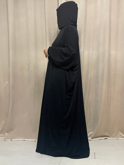 Oversized abaya with integrated hijab and hood