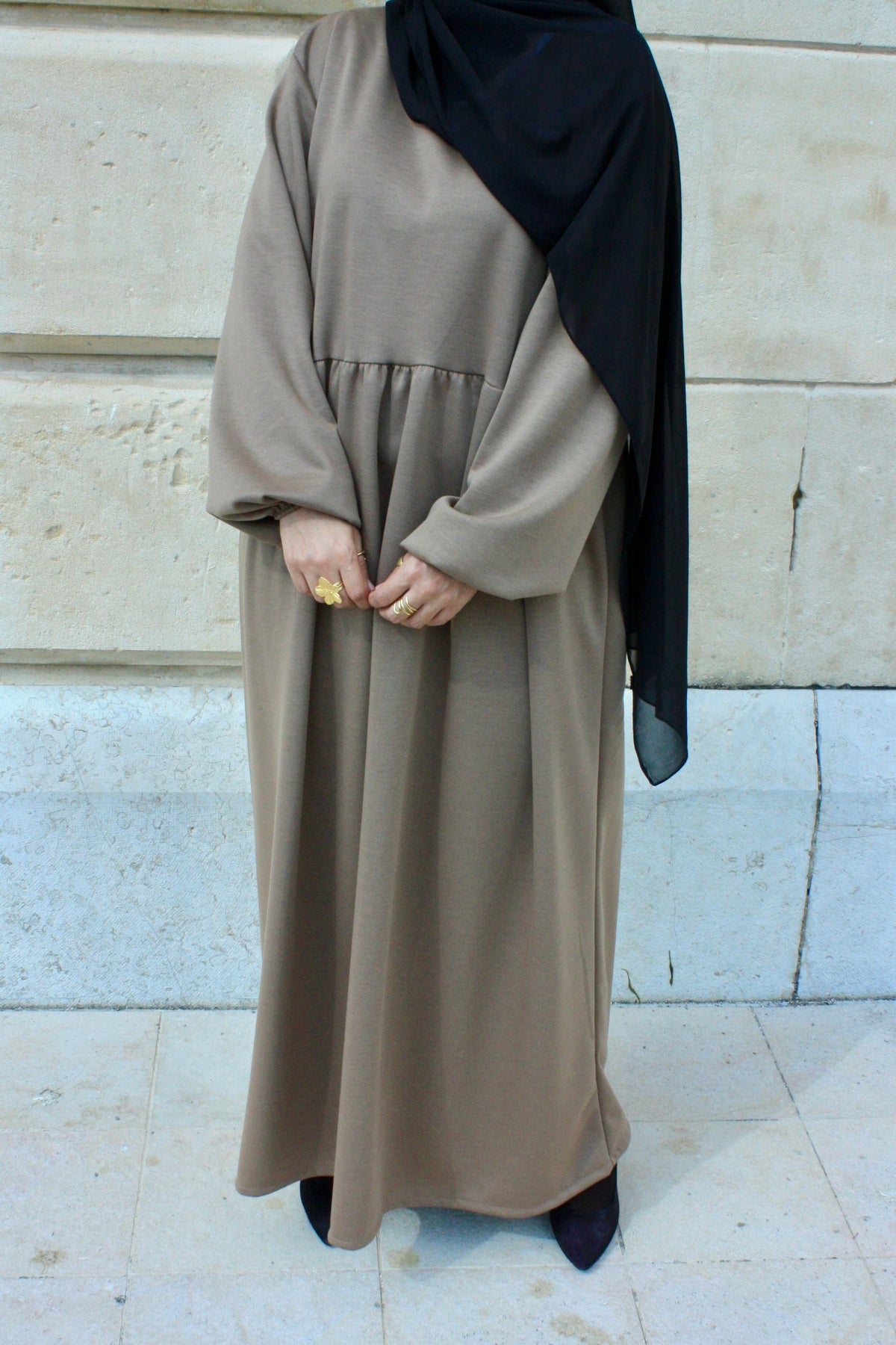 Taupe winter abaya