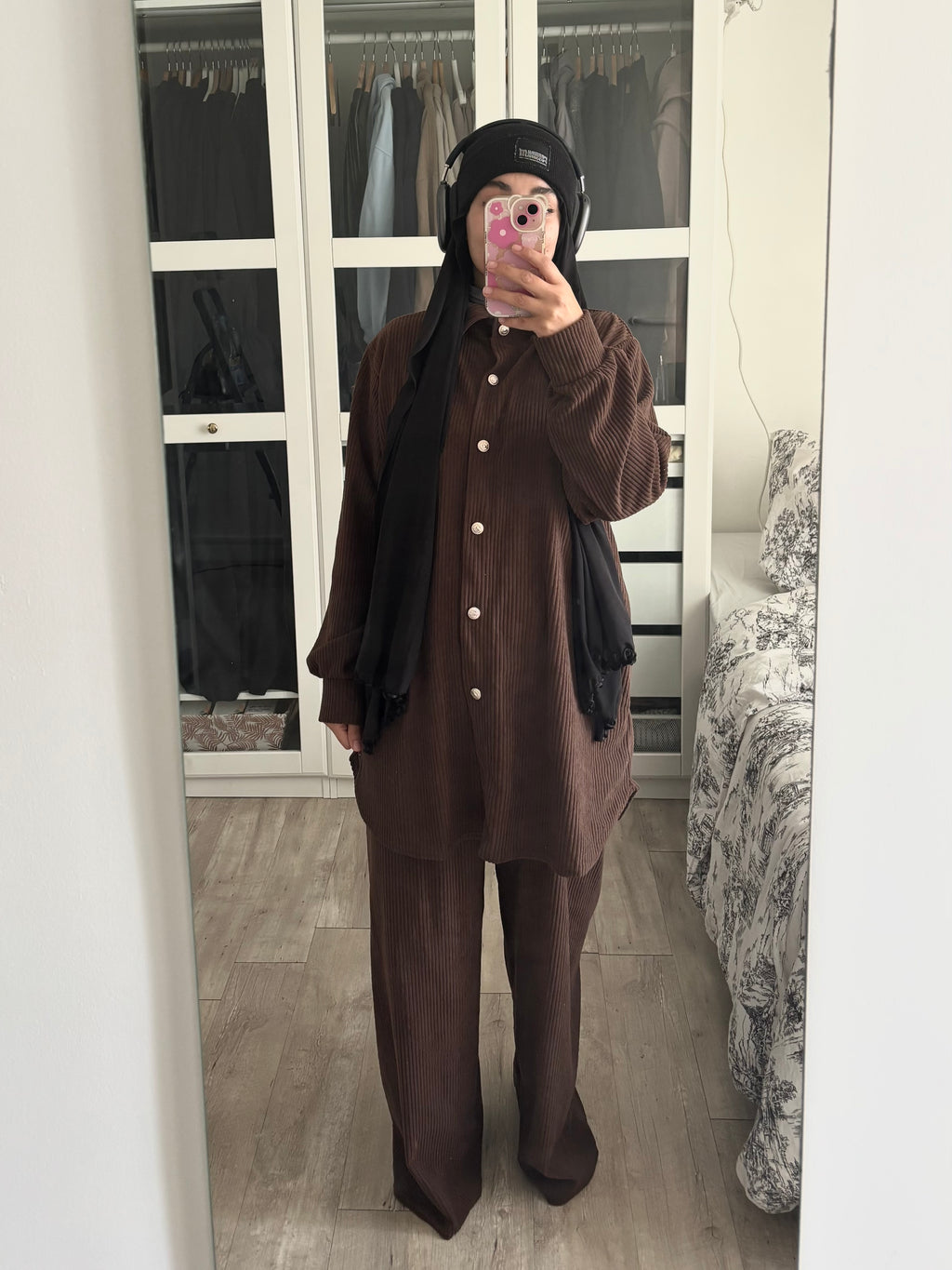 Ensemble chemise maille marron