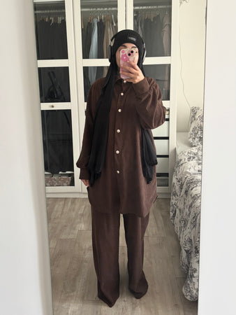 Ensemble chemise maille marron