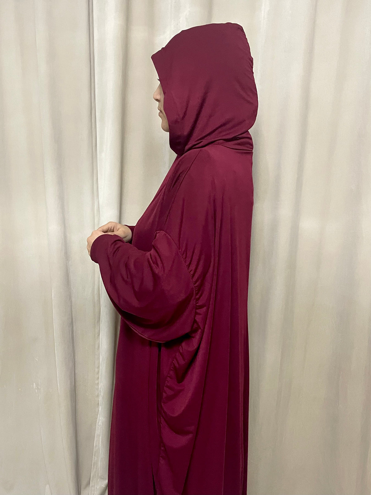 Oversized abaya with integrated hijab and hood