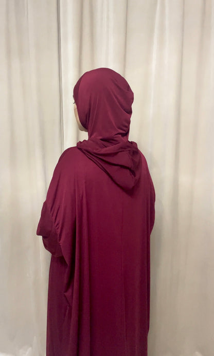 Oversized abaya with integrated hijab and hood