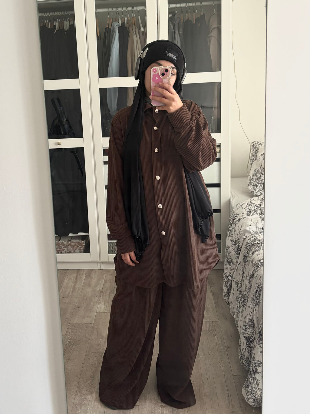 Ensemble chemise maille marron