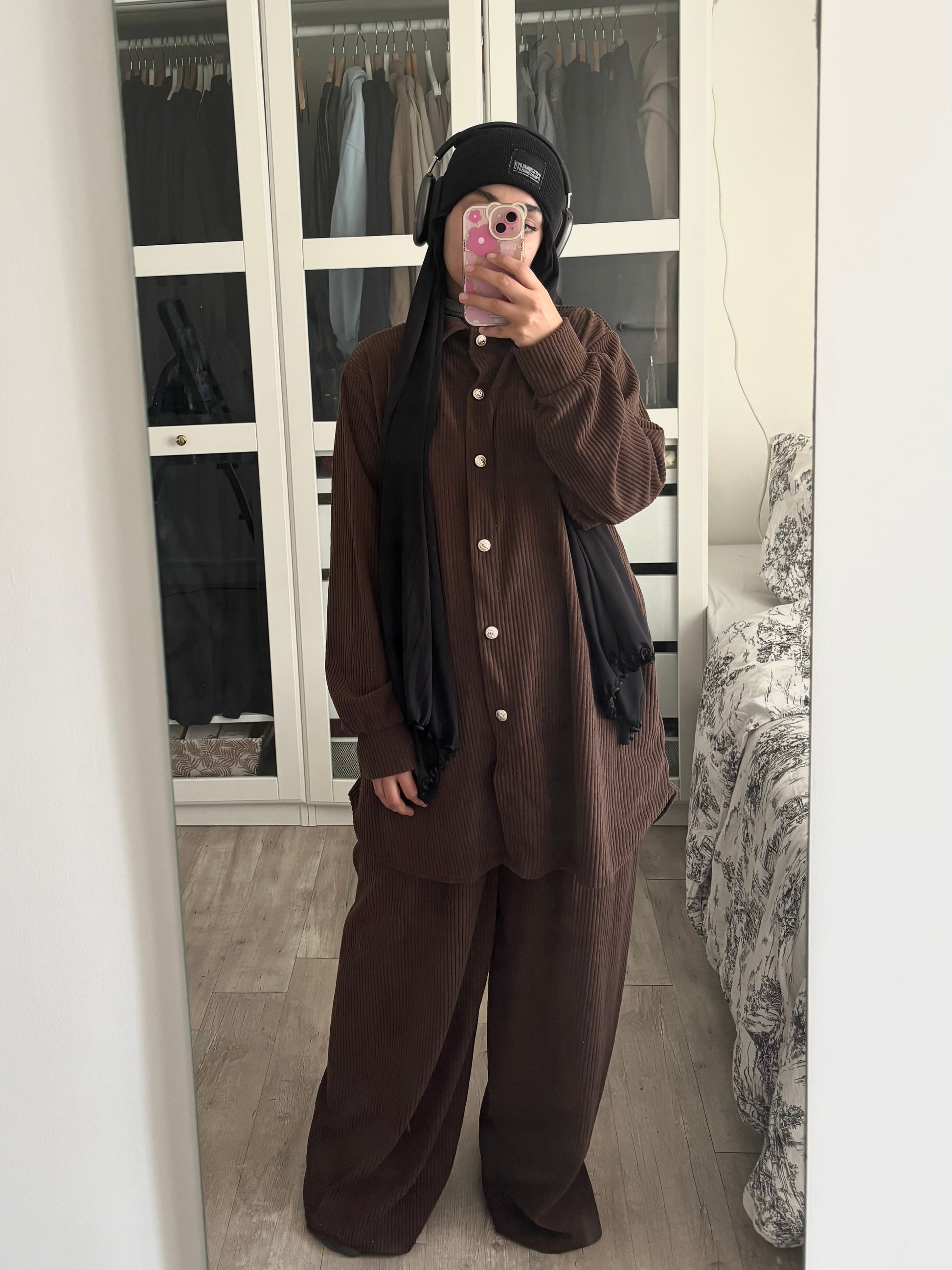 Ensemble chemise maille marron