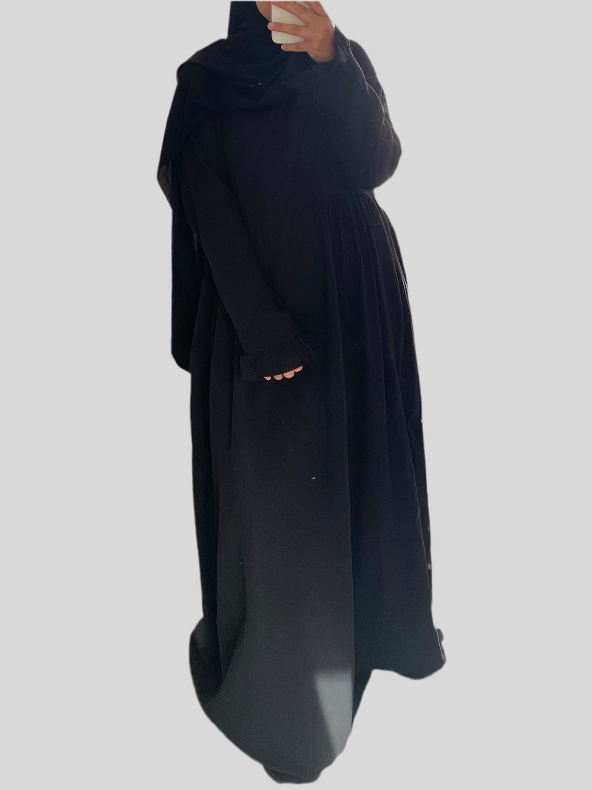 abaya d'allaitement en gaz de coton noir