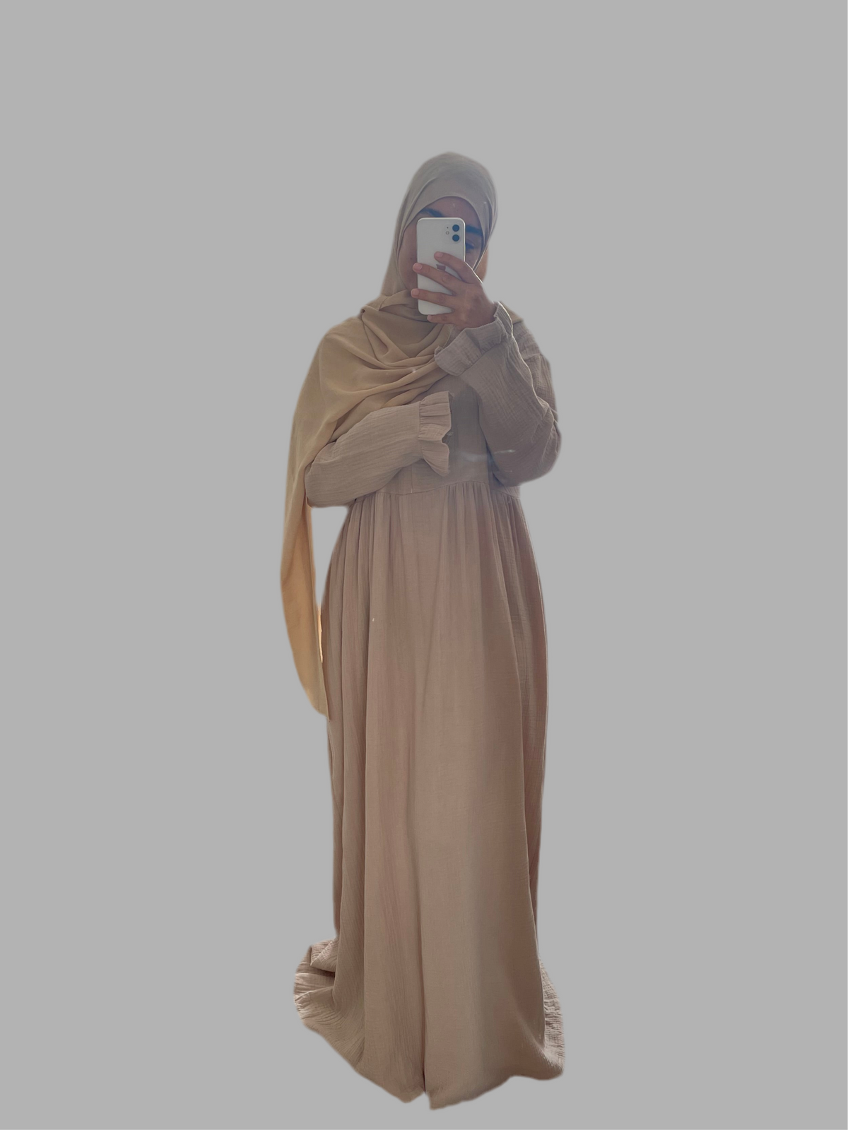 abaya gaz de coton beige allaitement