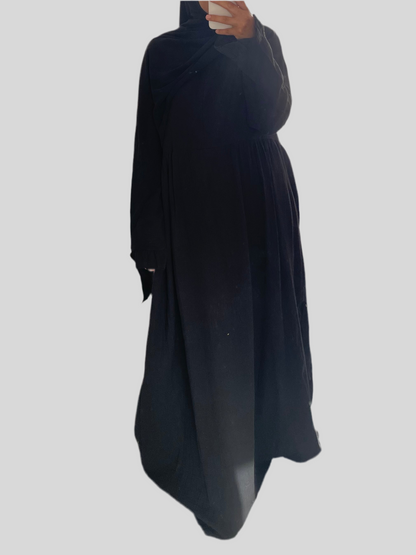 abaya en gaz de coton noir avec zip