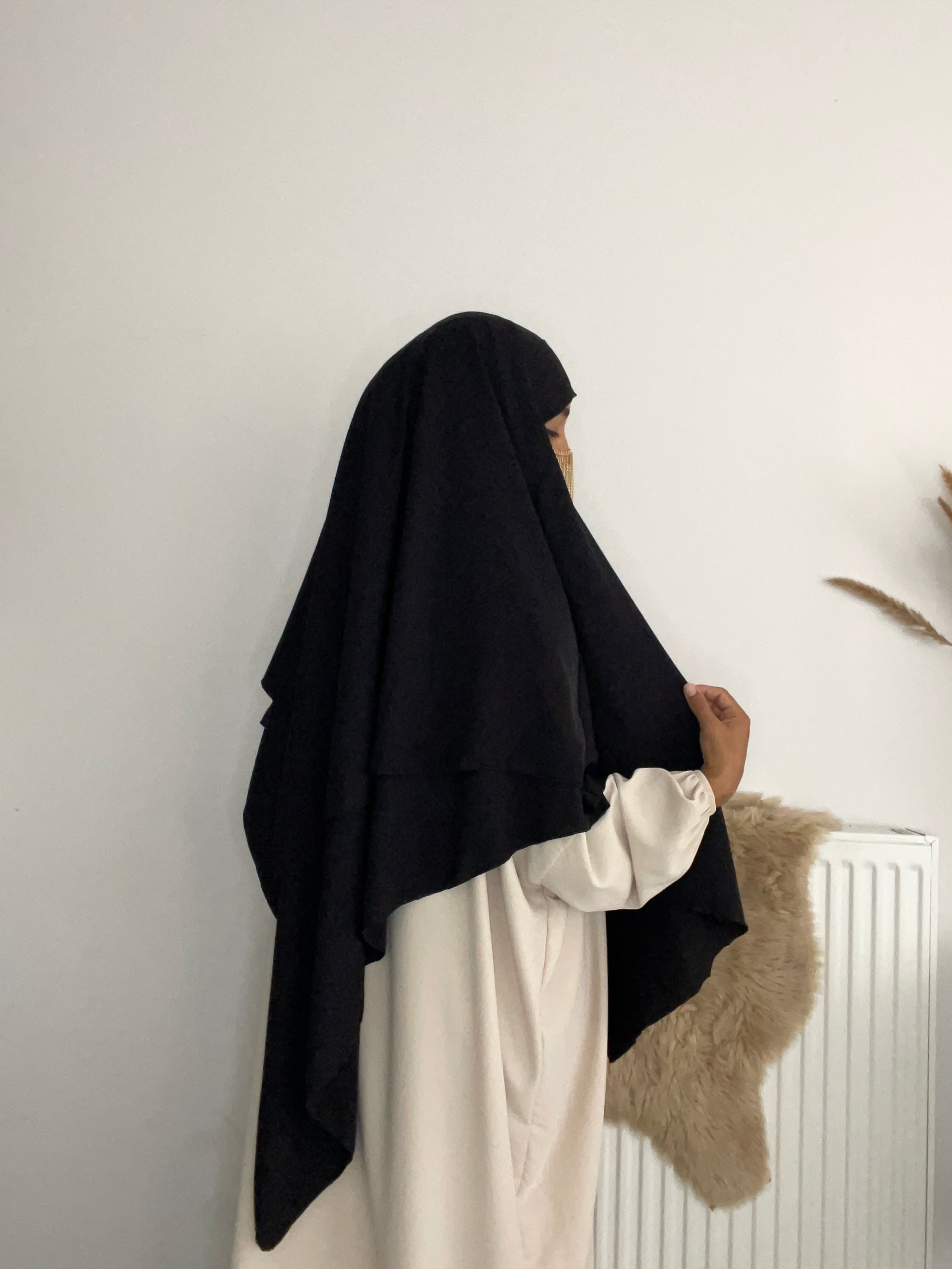 Khimar double voiles noir