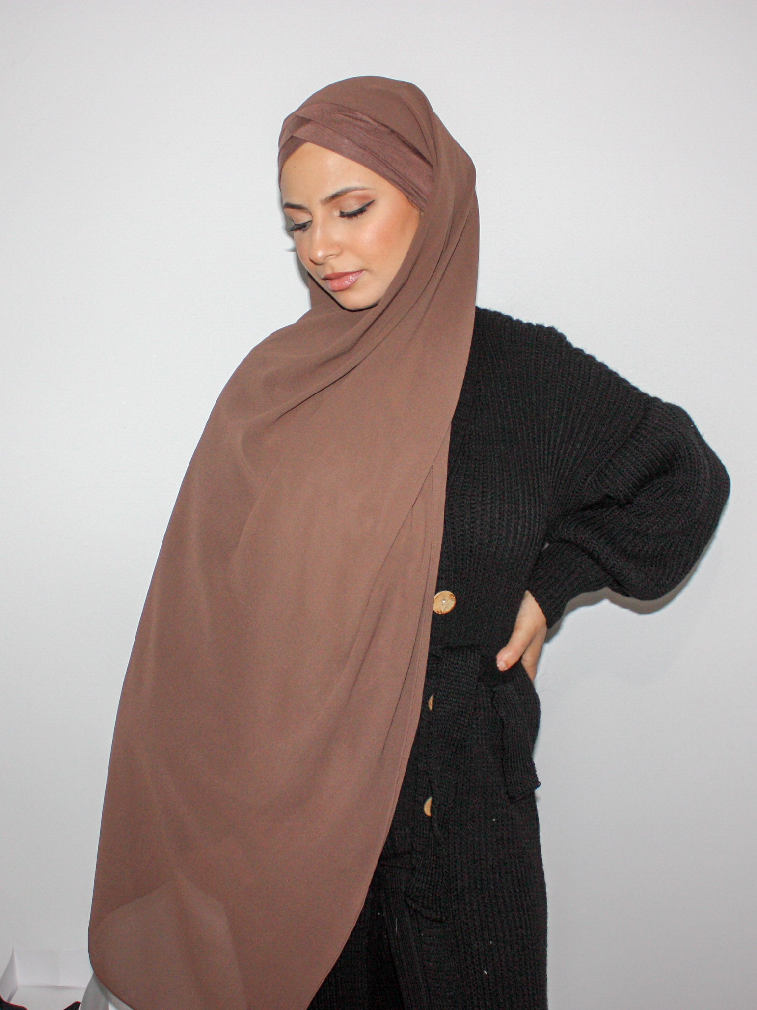 hijab prêt à enfiler marron