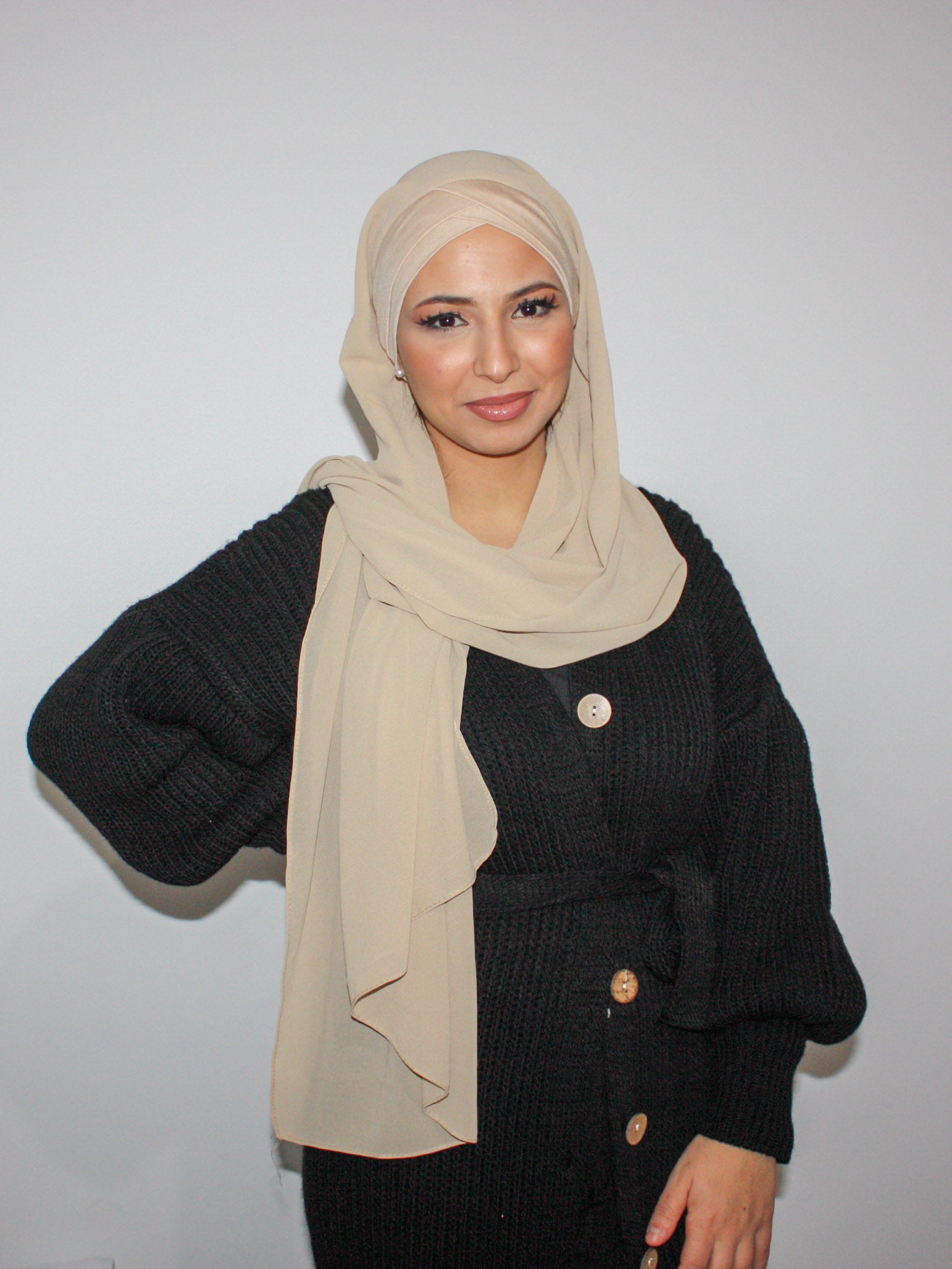 hijab prêt à enfiler beige