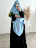 Khimar long jazz bleu ciel