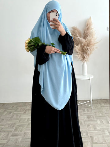Khimar long jazz bleu ciel