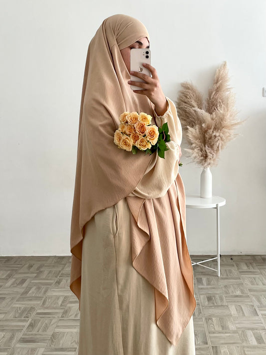 Beige long jazz khimar