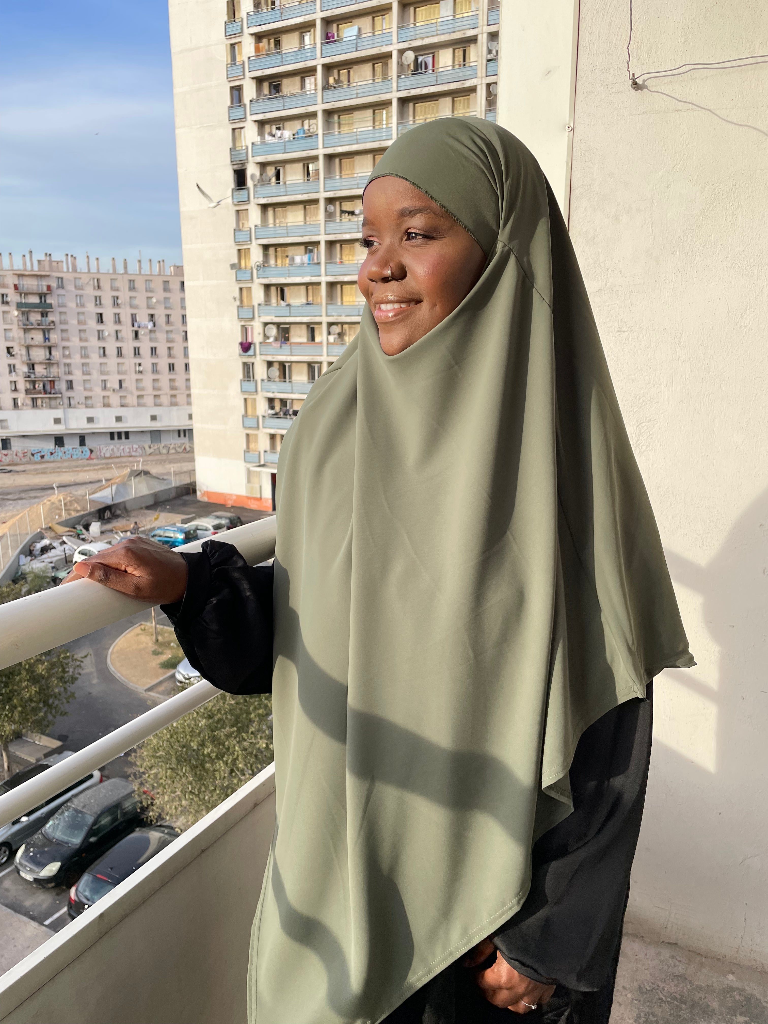 Khimar soie de médine kaki
