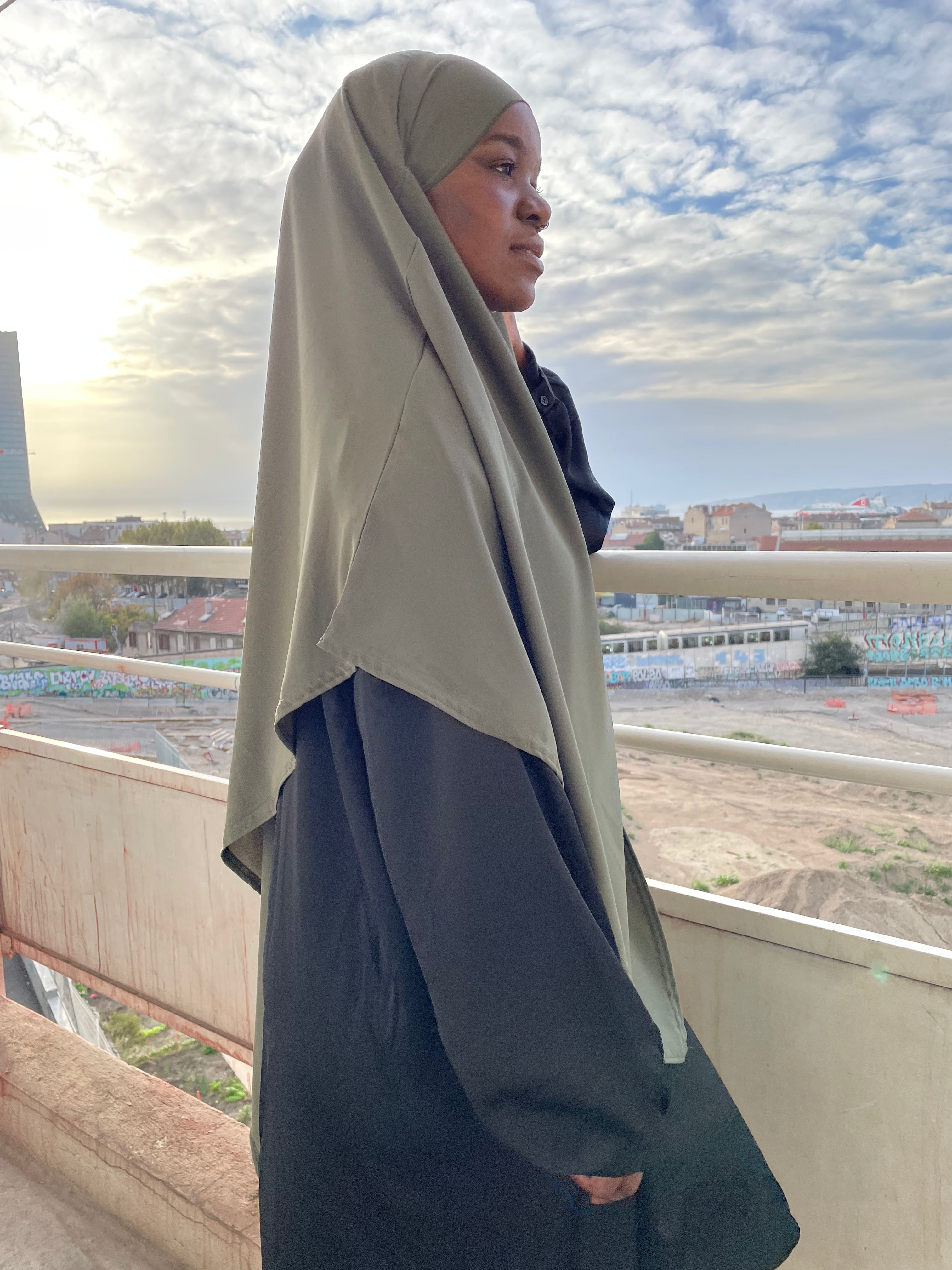 Khimar soie de médine kaki
