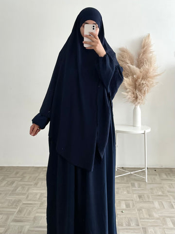 Khimar long jazz bleu