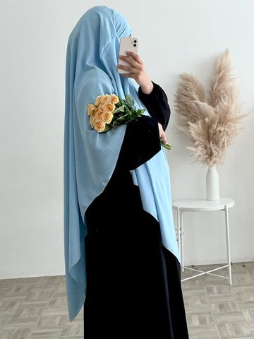 Khimar long jazz bleu ciel