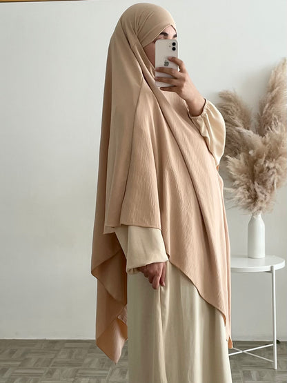 Beige long jazz khimar