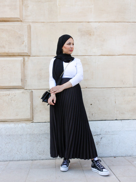 Jupe plissée noire voile clearance